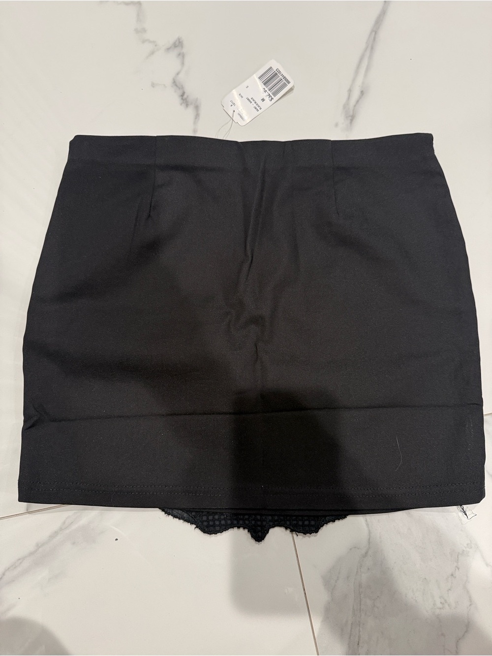 Black Mini Skirt with Lace Trim